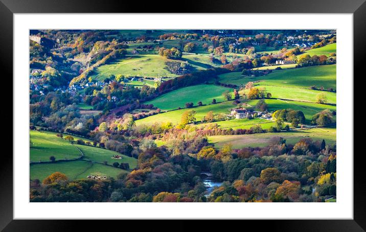 Derbyshire patchwork, Overlooking Calver. Framed Mounted Print by Bill Allsopp