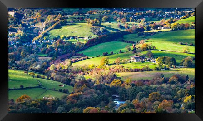 Derbyshire patchwork, Overlooking Calver. Framed Print by Bill Allsopp