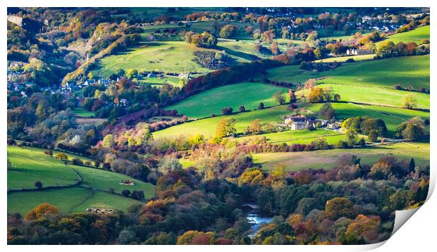 Derbyshire patchwork, Overlooking Calver. Print by Bill Allsopp