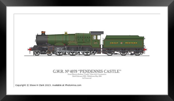 GWR 4079 Pendennis Castle Framed Mounted Print by Steve H Clark