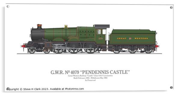GWR 4079 Pendennis Castle Acrylic by Steve H Clark