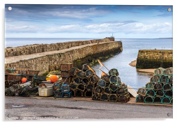 St Andrews Harbour Lobster Pots Acrylic by Jim Monk