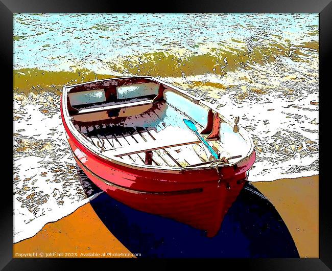 Serene Red Boat Framed Print by john hill