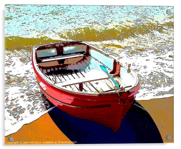 Serene Red Boat Acrylic by john hill