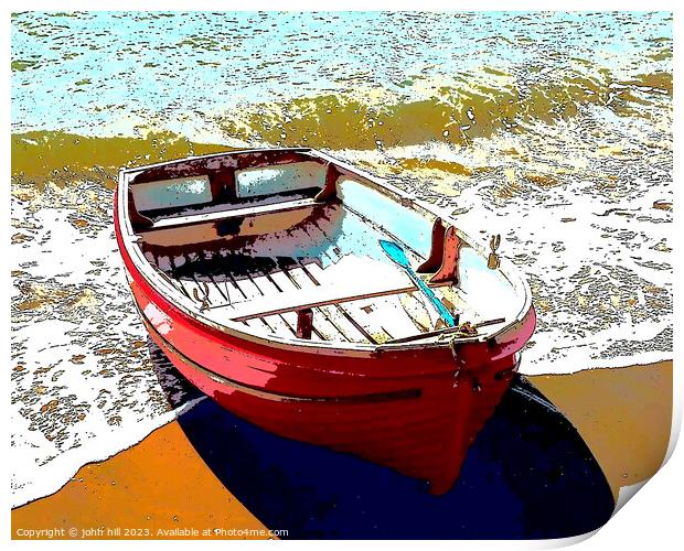 Serene Red Boat Print by john hill