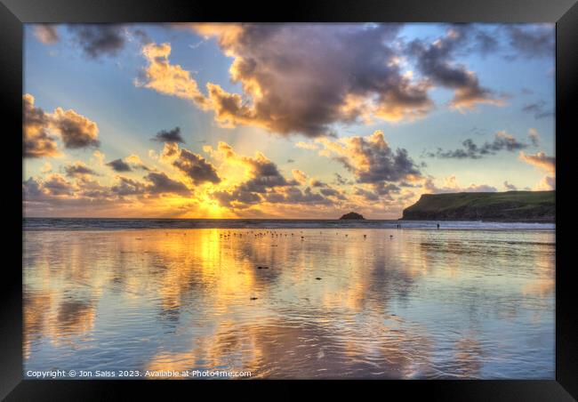 Polzeath Sunset Framed Print by Jon Saiss