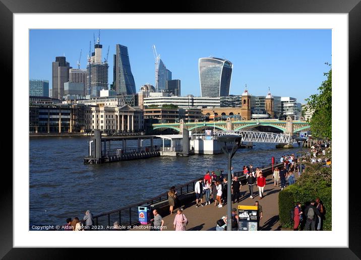 London's Southbank on a Summers Evening Framed Mounted Print by Aidan Moran