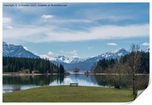 Lake Forggensee, Germany Print by Jo Sowden