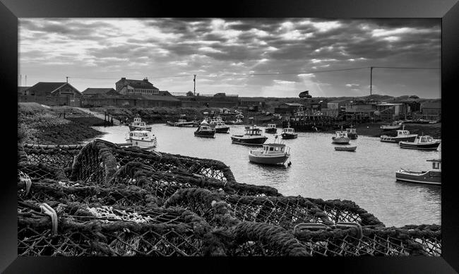 Paddy's Hole Black and White, South Gare Framed Print by Tim Hill