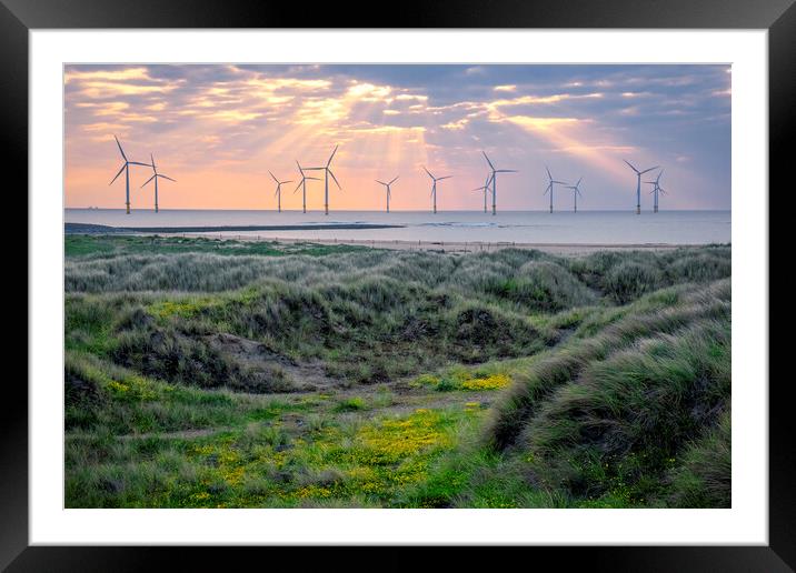 South Gare Sunrise: Redcar Wind Farm Framed Mounted Print by Tim Hill