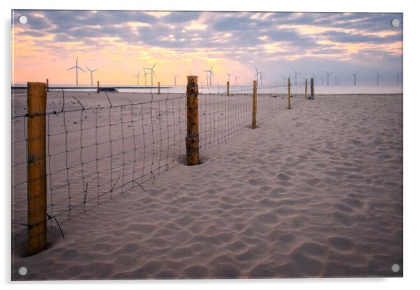 Redcar Beach Meets Teeside at Sunrise Acrylic by Tim Hill