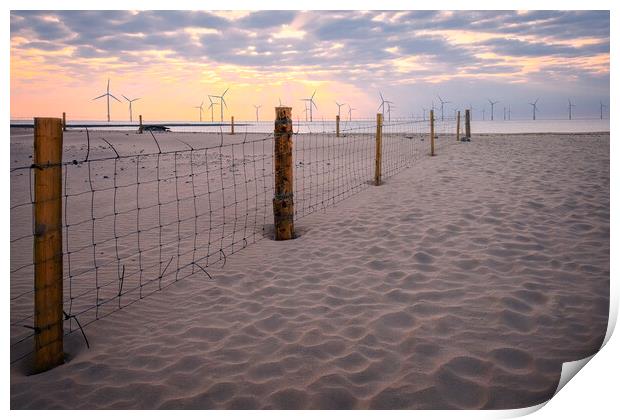 Redcar Beach Meets Teeside at Sunrise Print by Tim Hill