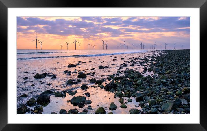 North Sea Sunrise: Tees Estuary South Gare Framed Mounted Print by Tim Hill