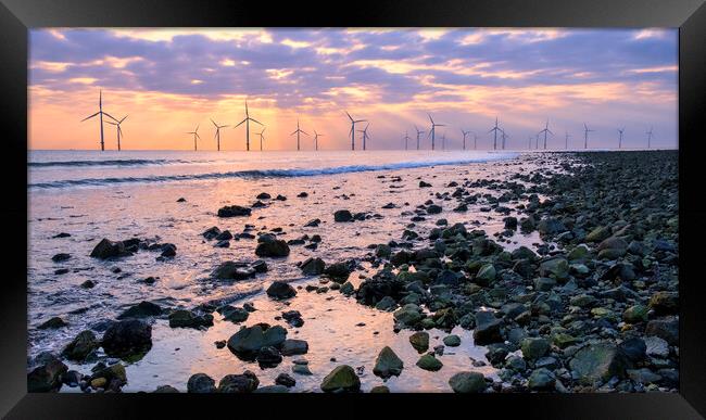 North Sea Sunrise: Tees Estuary South Gare Framed Print by Tim Hill