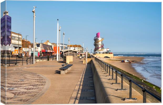 Redcar Seafront leading to Redcar Beacon Canvas Print by Tim Hill