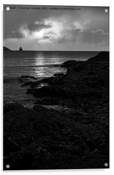 Beautiful monochrome sunrise on the Cornish coast  Acrylic by Duncan Savidge