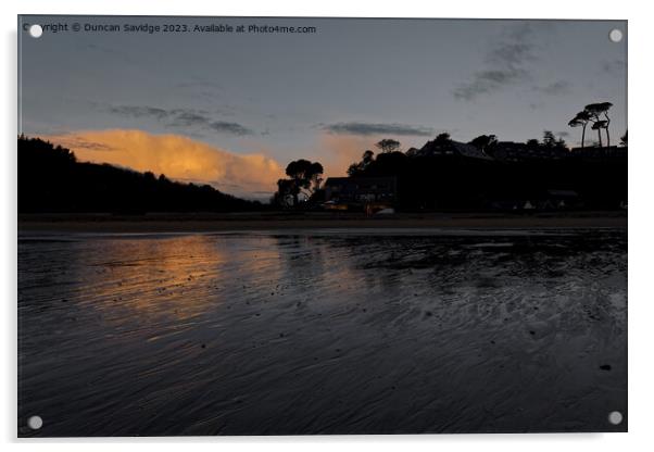 Sunset over the Maenporth Estate  Acrylic by Duncan Savidge