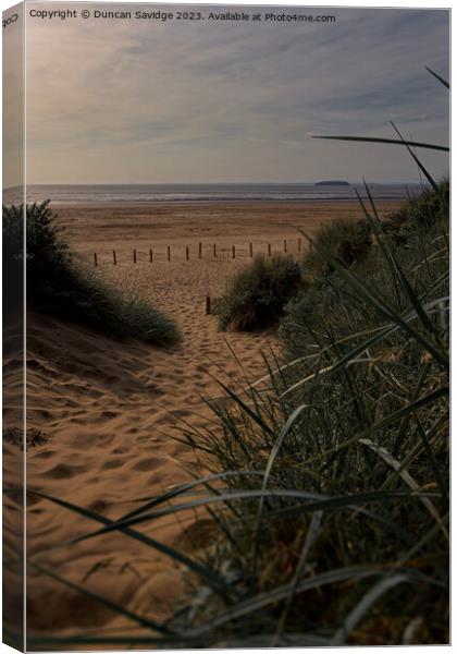 Golden hour at Berrow Beach in Somerset  Canvas Print by Duncan Savidge