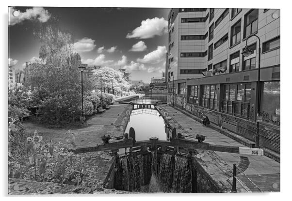 Rochdale Canal in Manchester City Centre Acrylic by Glen Allen