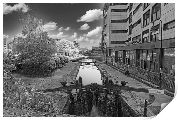 Rochdale Canal in Manchester City Centre Print by Glen Allen