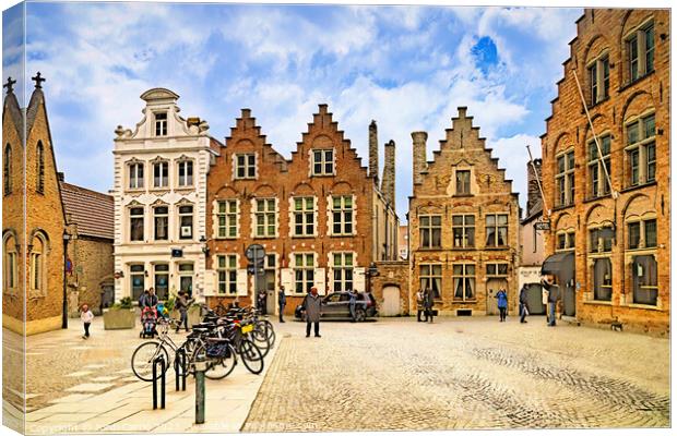 Historic Square of Bruges - CR2304-8945-WAT Canvas Print by Jordi Carrio