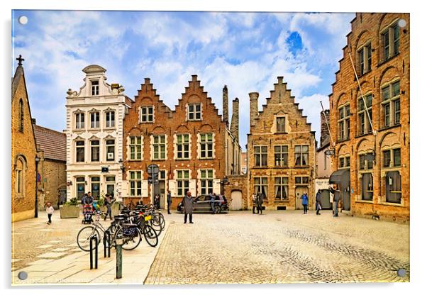 Historic Square of Bruges - CR2304-8945-WAT Acrylic by Jordi Carrio