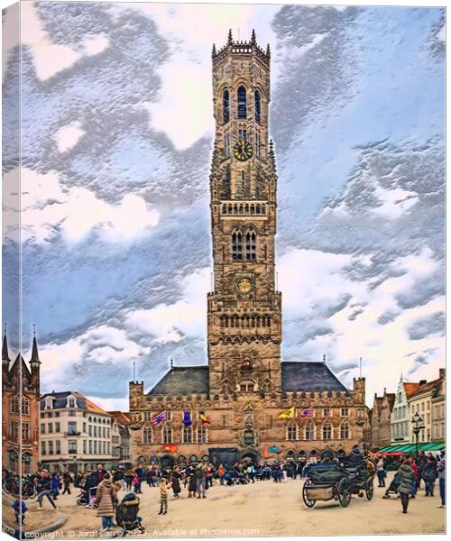 Charming Bruges Belfry - CR2304-8937-PIN Canvas Print by Jordi Carrio
