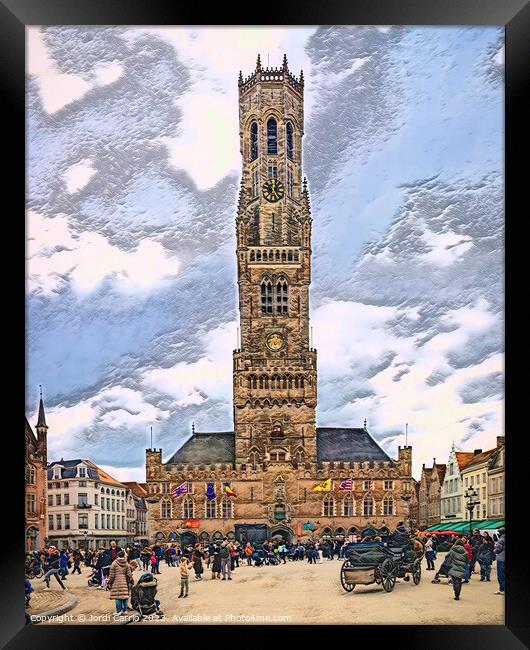 Charming Bruges Belfry - CR2304-8937-PIN Framed Print by Jordi Carrio