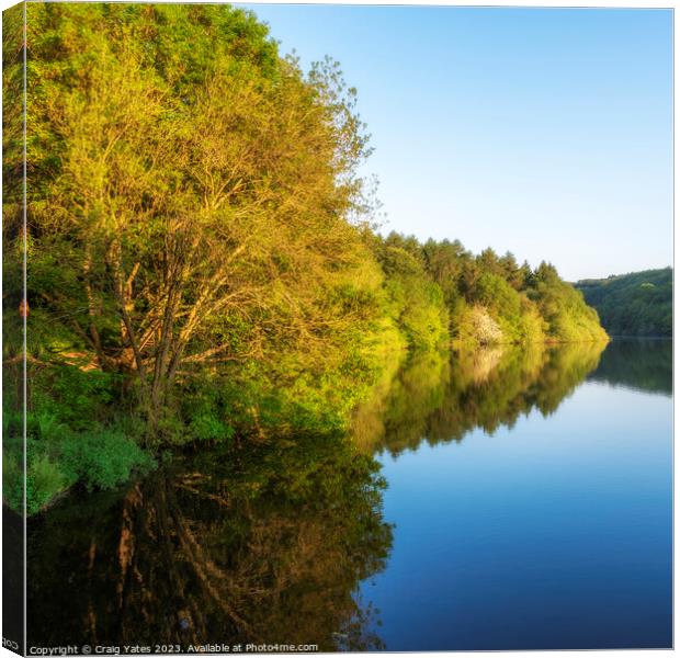 Linacre Reservoirs Reflection. Canvas Print by Craig Yates