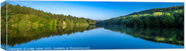 Linacre Reservoirs Morning Panoramic Canvas Print by Craig Yates