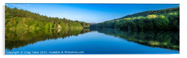 Linacre Reservoirs Morning Panoramic Acrylic by Craig Yates