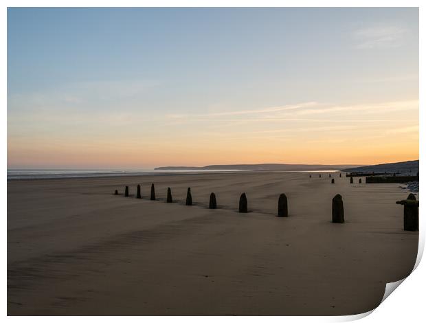 Serene Sunrise on a Deserted Beach Print by Tony Twyman