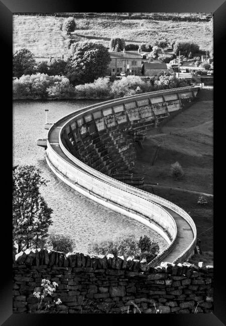 Baiting's Reservoir Dam Wall - Mono 2023 Framed Print by Glen Allen