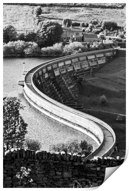 Baiting's Reservoir Dam Wall - Mono 2023 Print by Glen Allen
