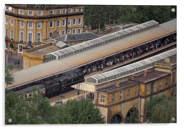Steam Train arrives at Bath Spa Acrylic by Duncan Savidge