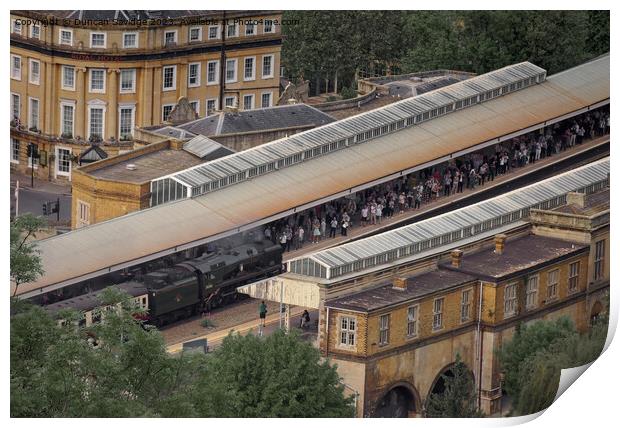 Steam Train arrives at Bath Spa Print by Duncan Savidge