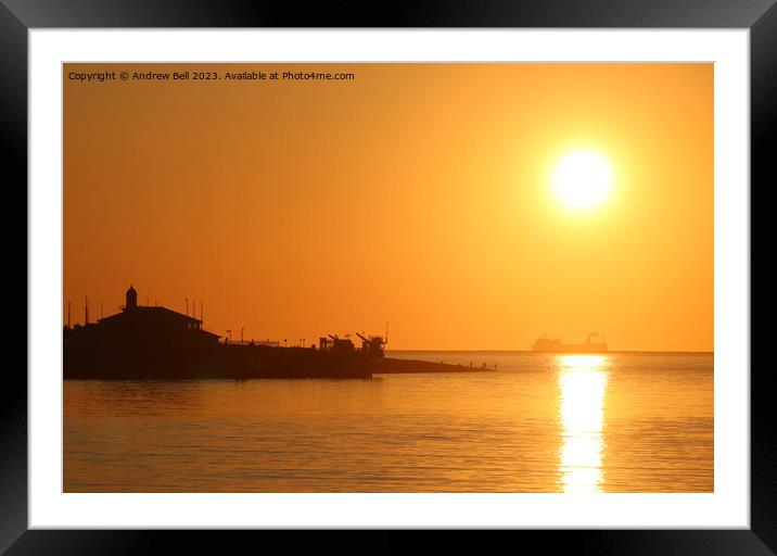 Glowing Sunset over Morecambe Bay Framed Mounted Print by Andrew Bell