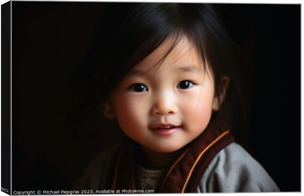 A chinese child portrait created with generative AI technology. Canvas Print by Michael Piepgras