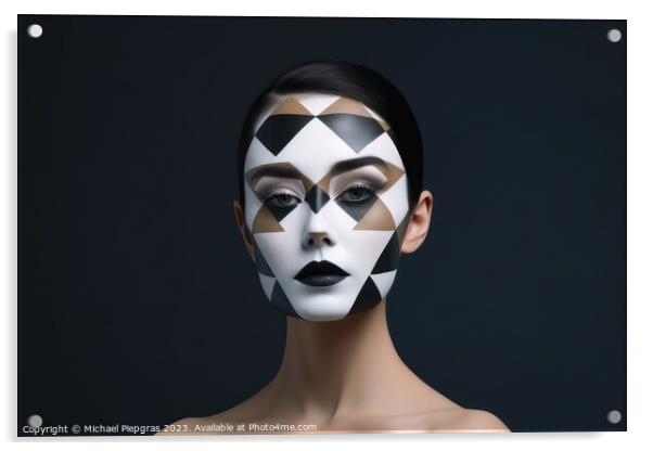 A woman with a cubic face make up created with generative AI tec Acrylic by Michael Piepgras
