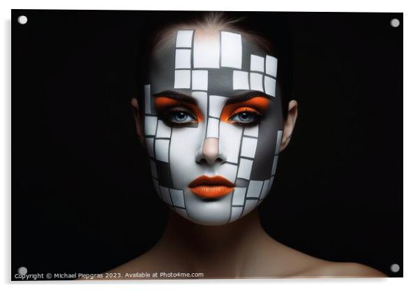 A woman with a cubic face make up created with generative AI tec Acrylic by Michael Piepgras