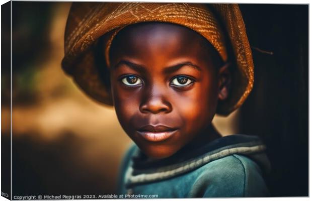 An african child portrait created with generative  Canvas Print by Michael Piepgras