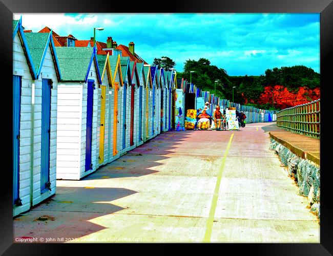 Vibrant Beach Huts on Paignton Shore Framed Print by john hill