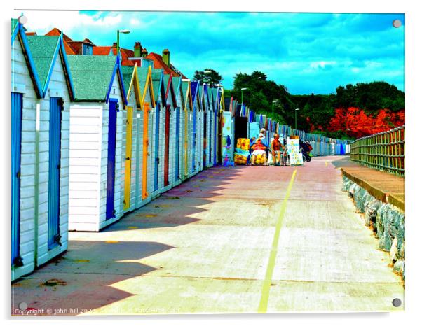 Vibrant Beach Huts on Paignton Shore Acrylic by john hill