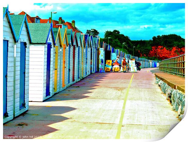 Vibrant Beach Huts on Paignton Shore Print by john hill