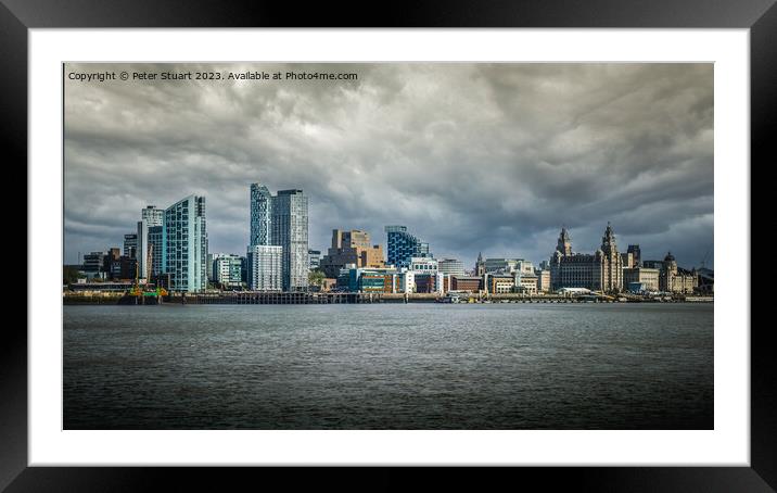 Liverpool Skyline from Seacombe Framed Mounted Print by Peter Stuart