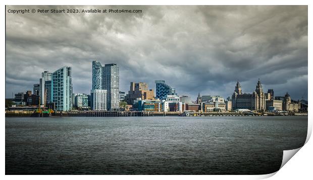 Liverpool Skyline from Seacombe Print by Peter Stuart