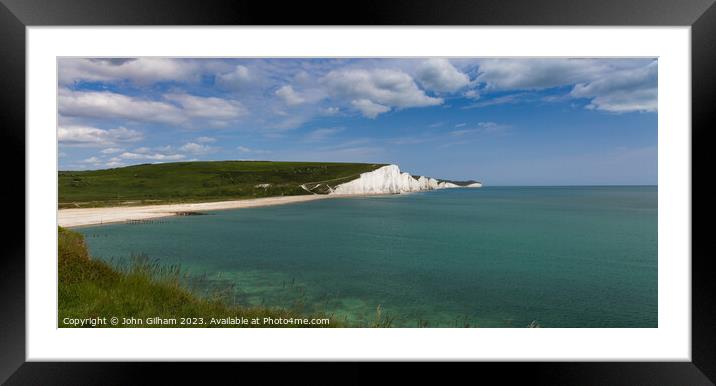 Seven Sisters White Cliffs at Cuckmere Haven East Sussex Framed Mounted Print by John Gilham