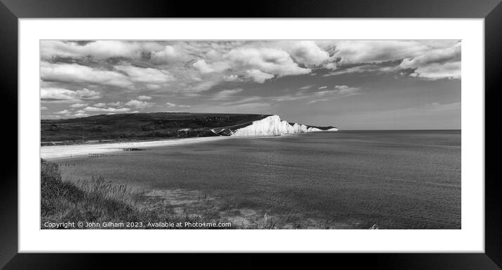 Seven Sisters White Cliffs at Cuckmere Haven East  Framed Mounted Print by John Gilham