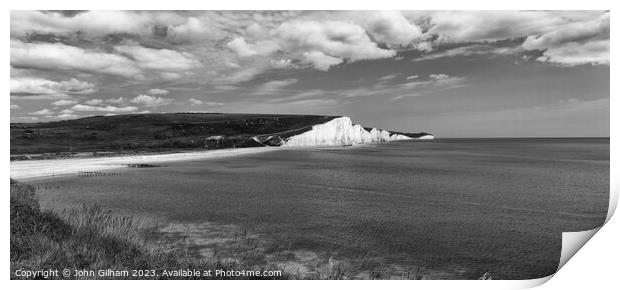 Seven Sisters White Cliffs at Cuckmere Haven East  Print by John Gilham