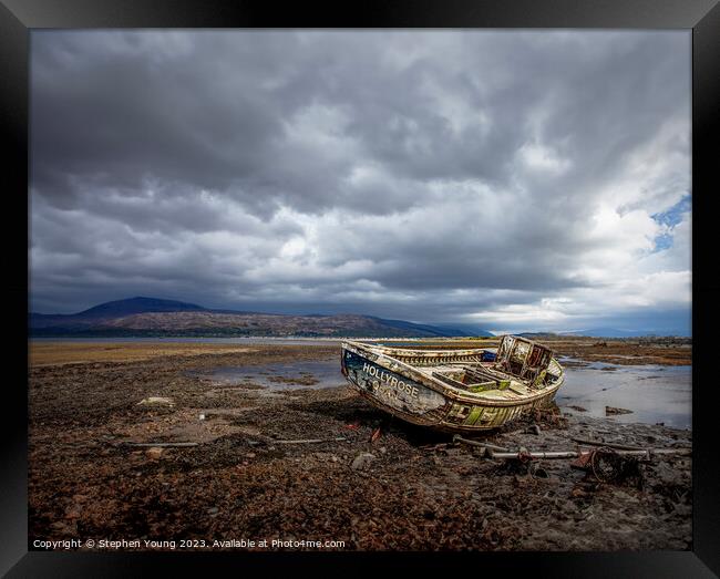 Old Boat on Loch Eil, Fort William, Scotland Framed Print by Stephen Young